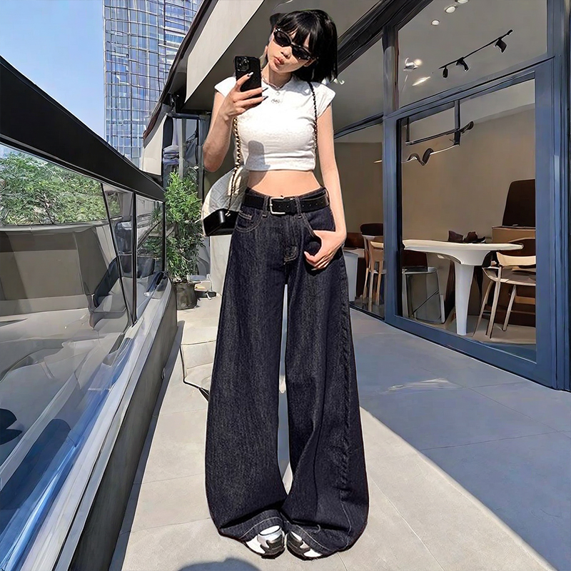 牛仔裤女款爆款2025新款正品裤子直筒裤流行宽松阔腿裤窄版