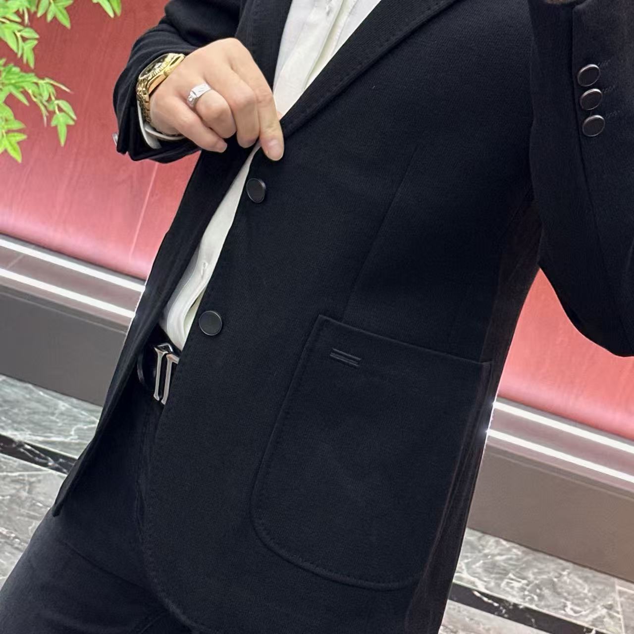 8197【杨会长】男士欧货•简约绵羊毛混纺立体剪裁休闲西服外套•杰