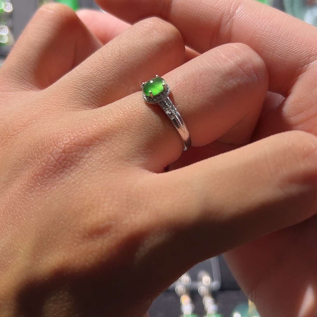 翡翠银S925镶嵌戒指