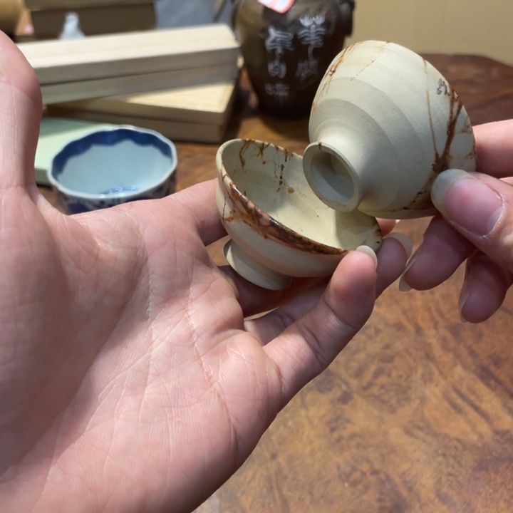 陶瓷小六古美术工艺品摆件