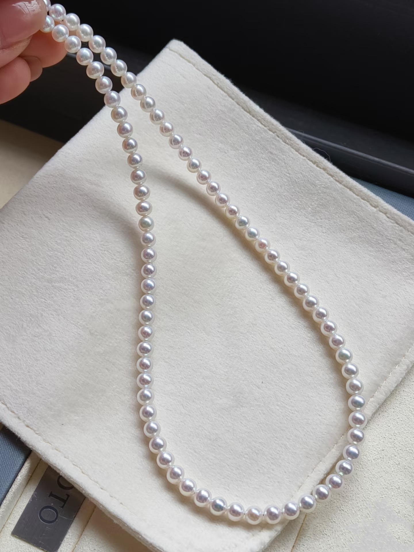 超越ako(近5mm)18K金天女光小米正圆完美无暇淡水珍珠项链个性