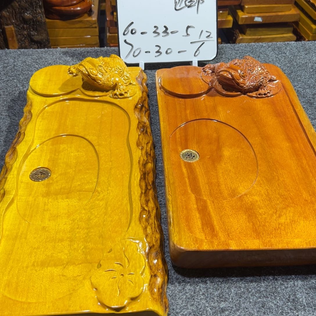 雪***涯缅甸大叶金丝楠实木茶盘