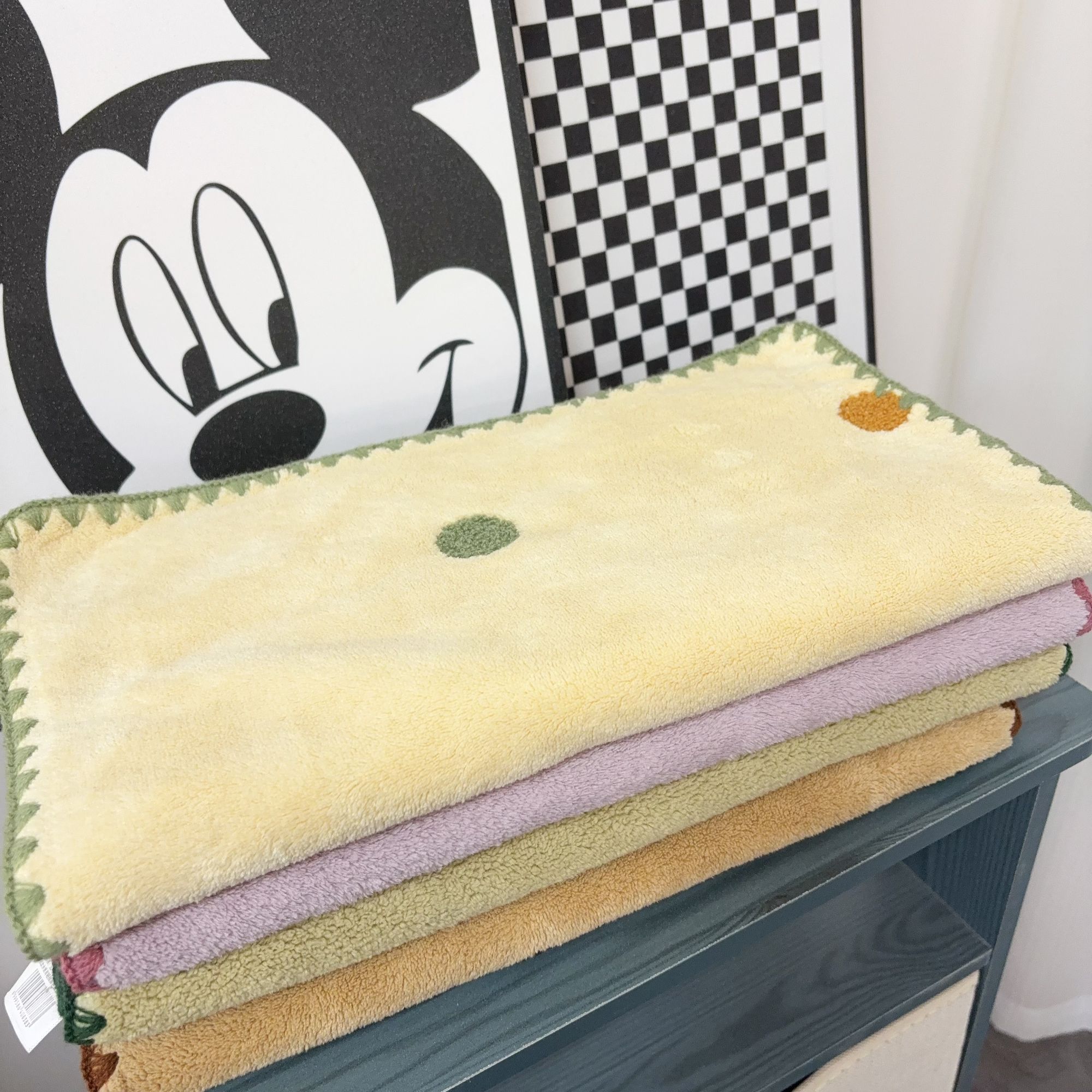 【2条装】35/75加大加厚刺绣贴布超吸水珊瑚绒大毛巾面巾