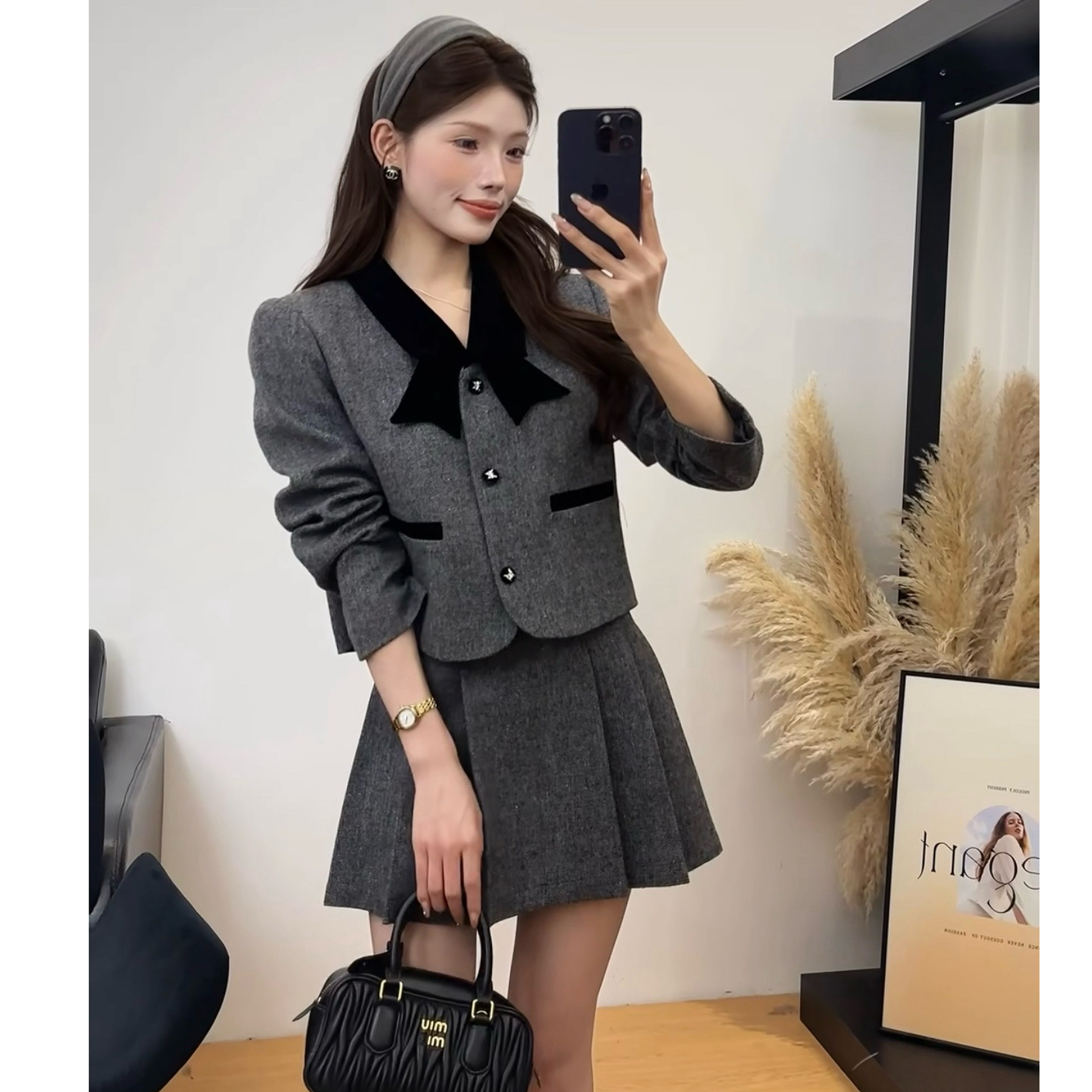 2025秋冬新款时尚气质小香风外套+半身裙两件套女显瘦百搭A1570