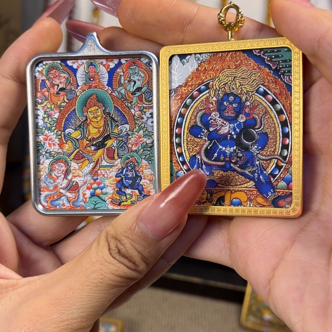 吊坠双面唐卡黑c五路