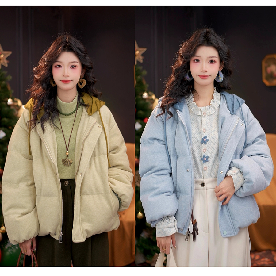 DaYuanSAD思思复古 外出新款外套连帽棉衣简约保暖棉服女#K10331