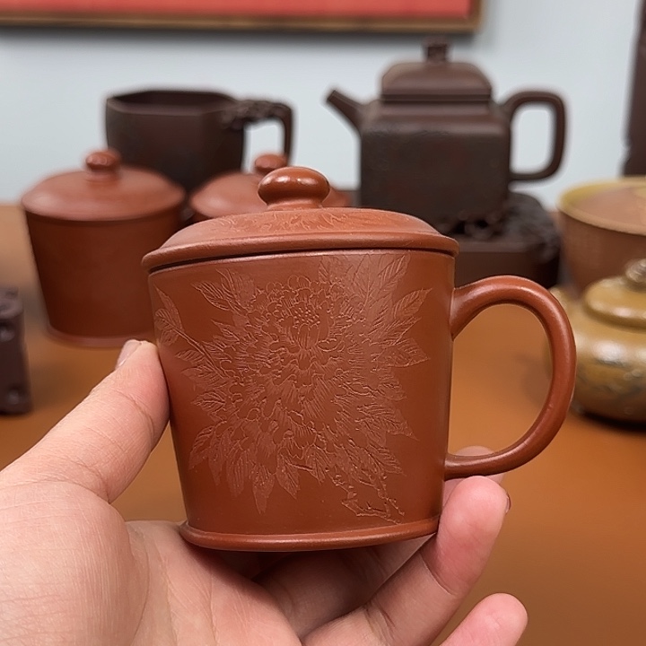 宜兴紫砂李建军老师朱泥盖杯