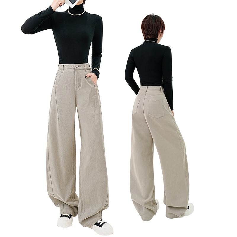 复古高腰窄版显瘦弯刀裤女款爆款显高显瘦显腿长