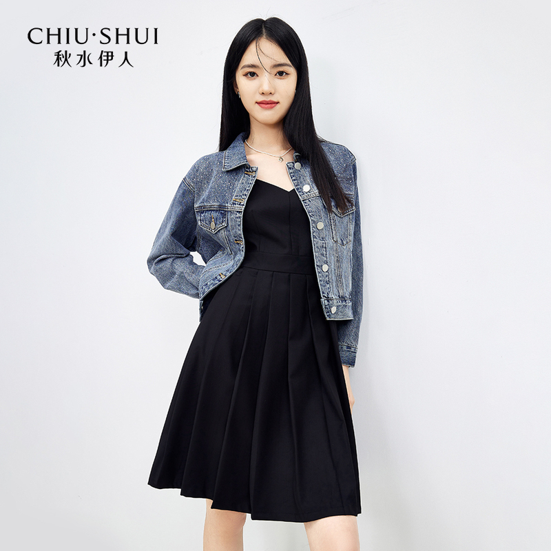 【许半夏专属】秋水伊人拼接刺绣短款外套年春季新款宽松男友风