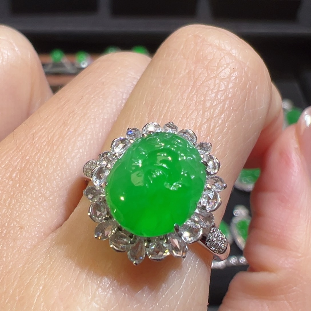 翡翠戒指18K金镶嵌收到货48小时鉴赏期