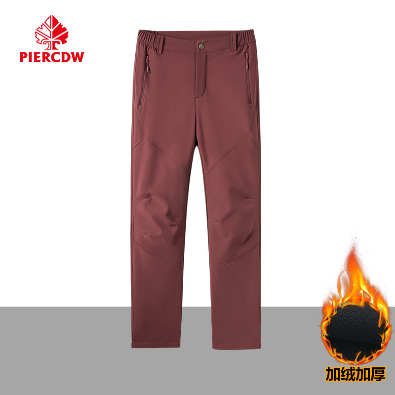 【PIERCDW品牌】秋冬季冲锋裤女户外防风防水加绒登山休闲裤子男