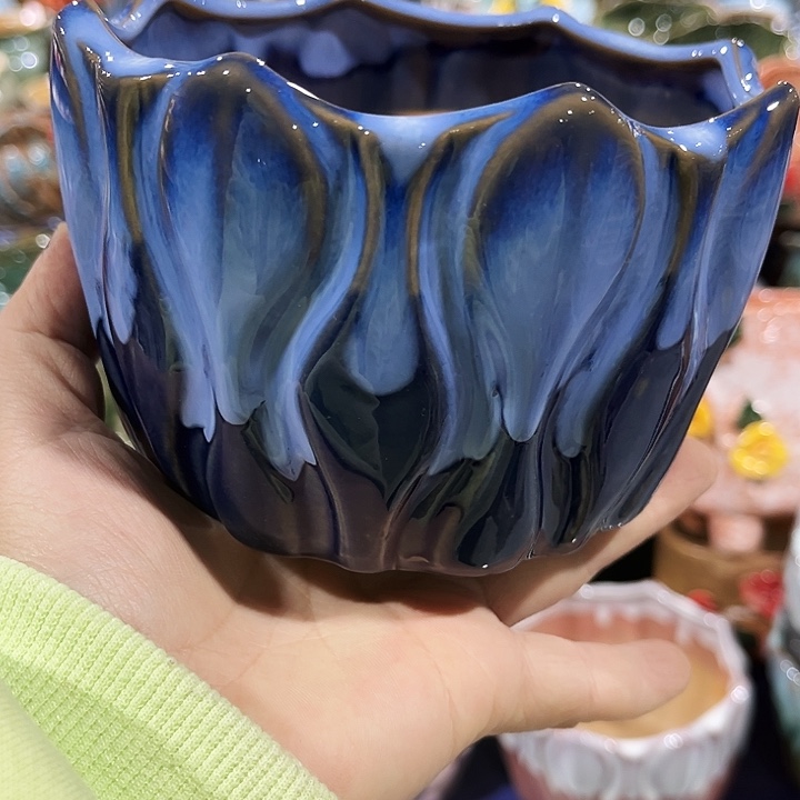 瓷片花盆多肉植物艺术品