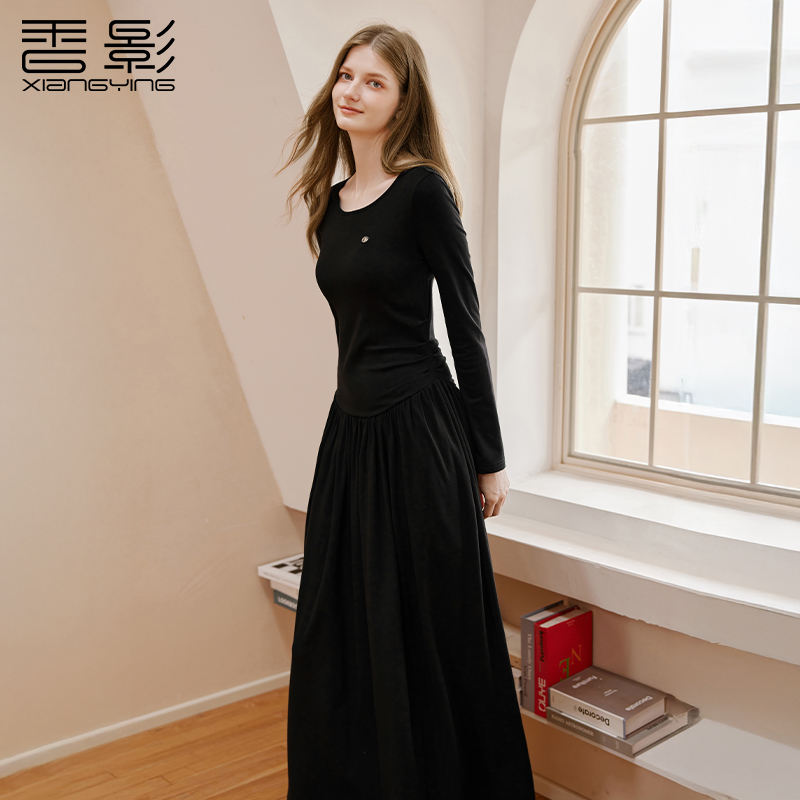 【籽言专属】L95W556连衣裙香影赫本风法式黑色内搭连衣裙女冬季