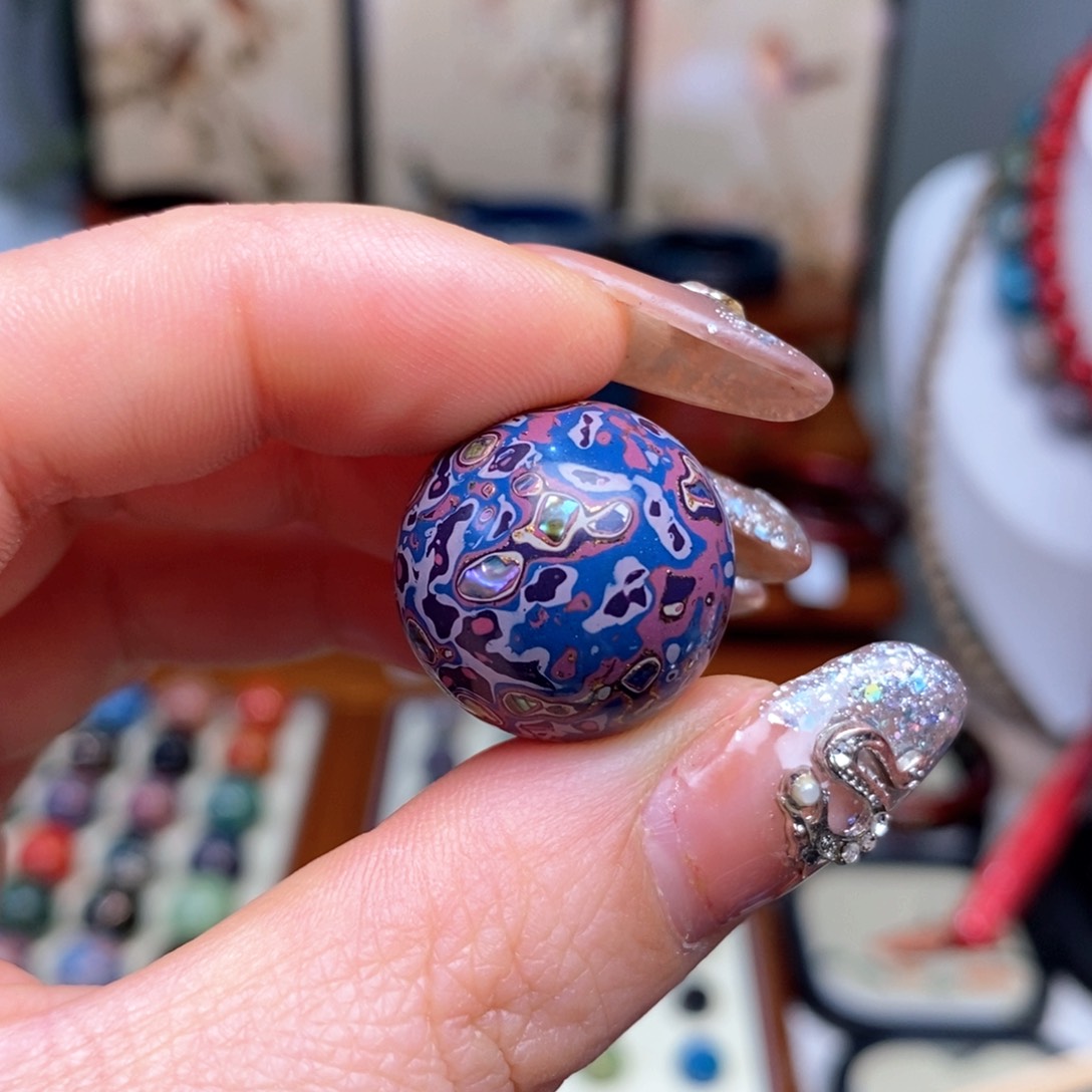 大漆珠20mm犀皮纹精品单珠