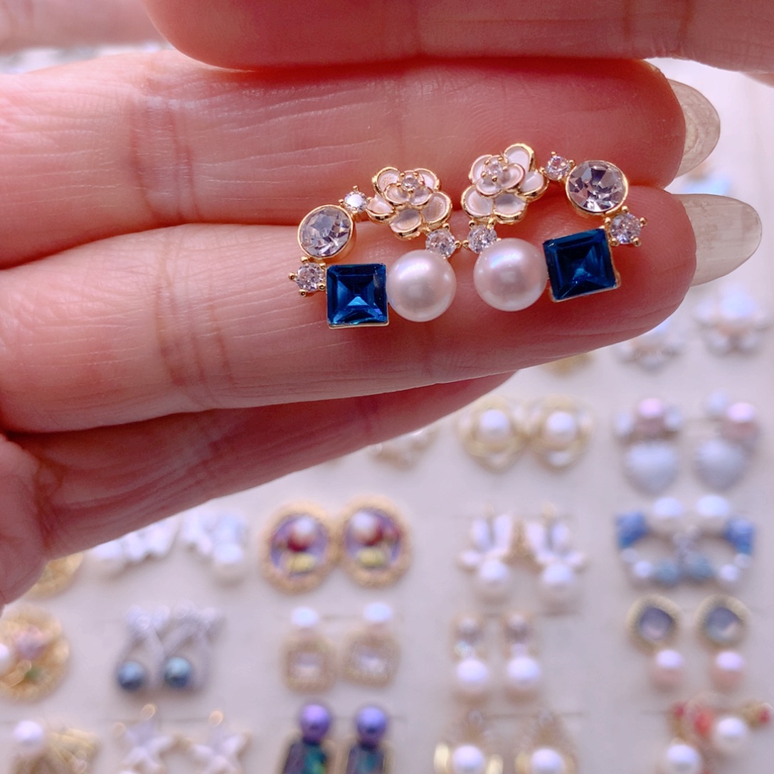 合金淡水珍珠耳饰