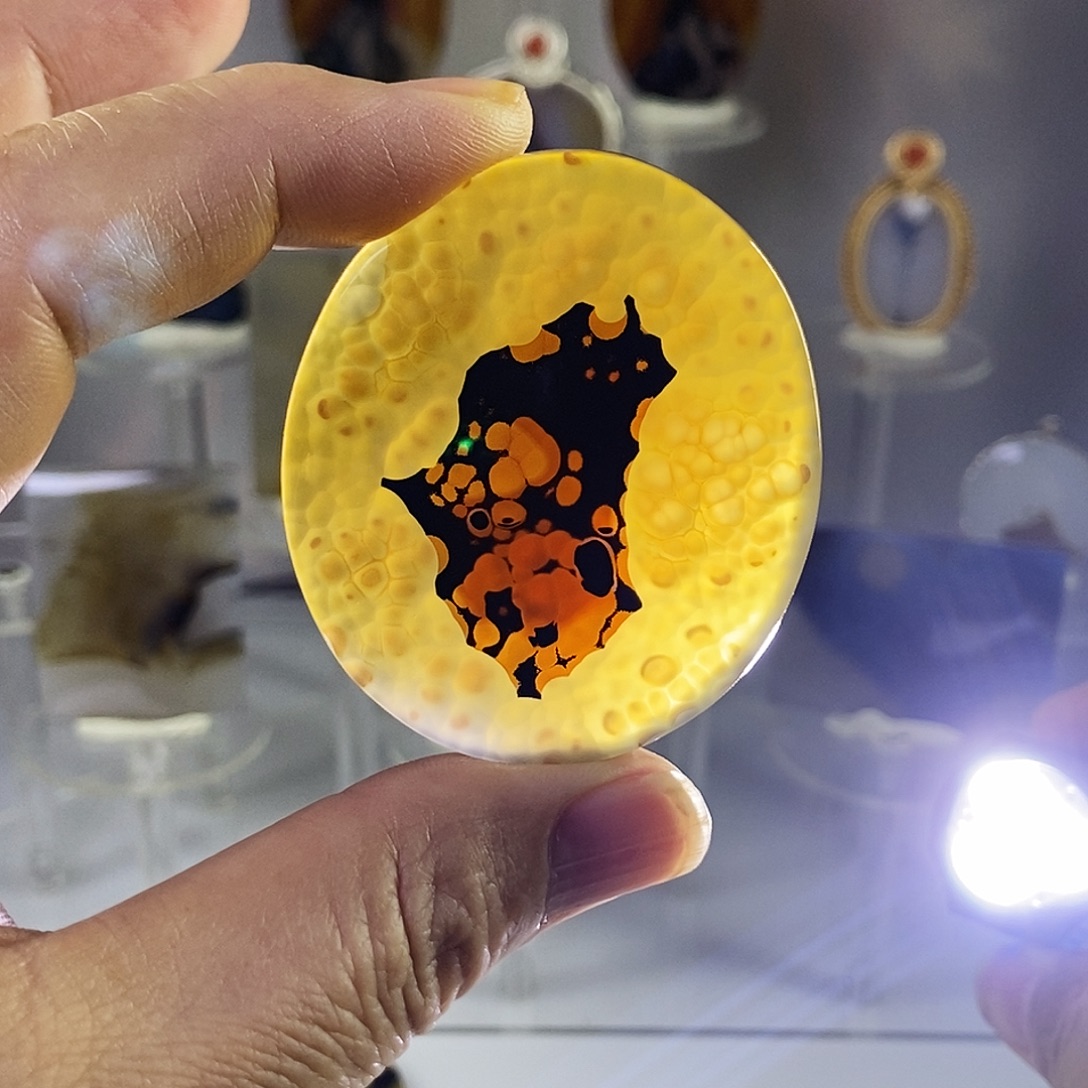 合成碳硅石非金属时尚图纹画面石饰品