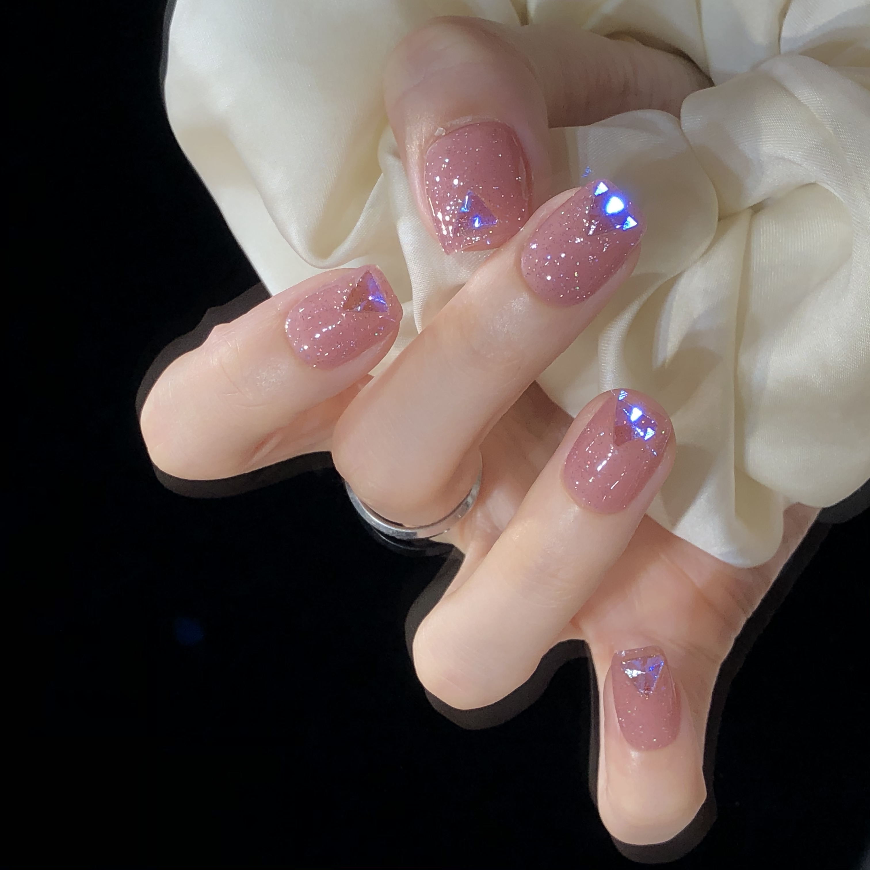 【紫色星河】纯手工穿戴甲可拆卸美甲光疗甲 