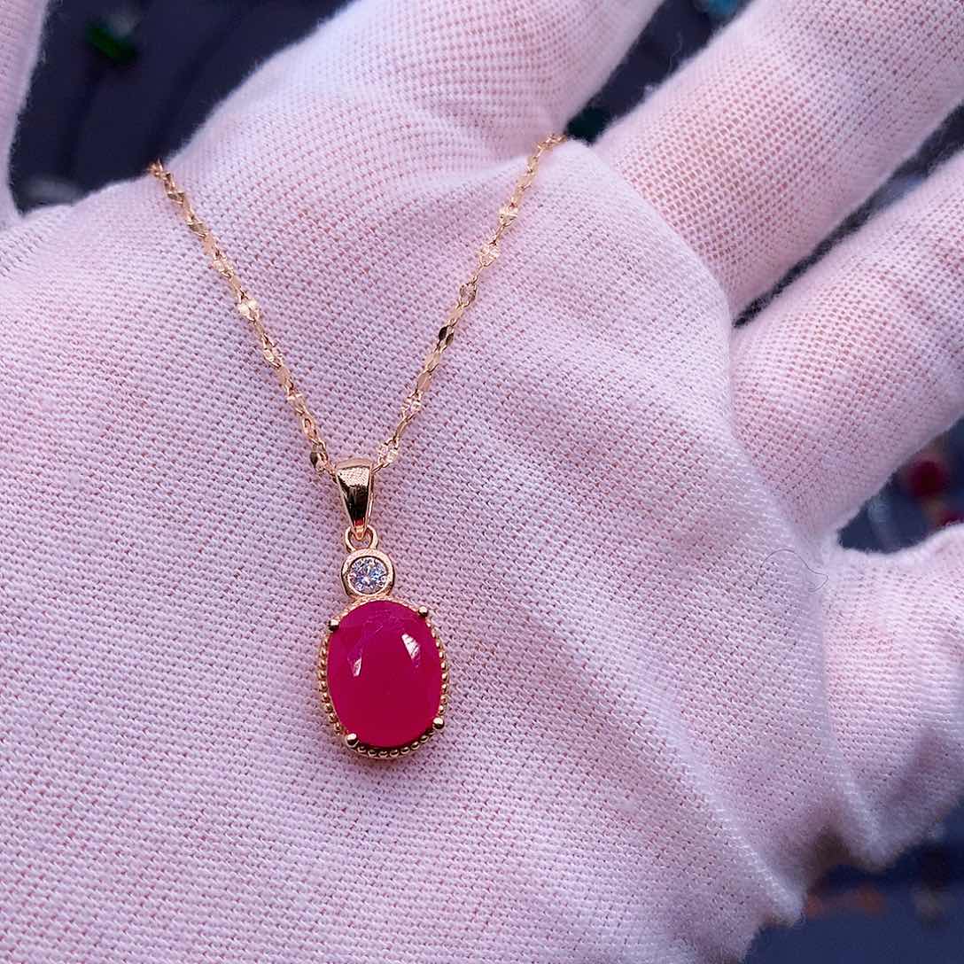 红宝石颈饰银S925镶嵌