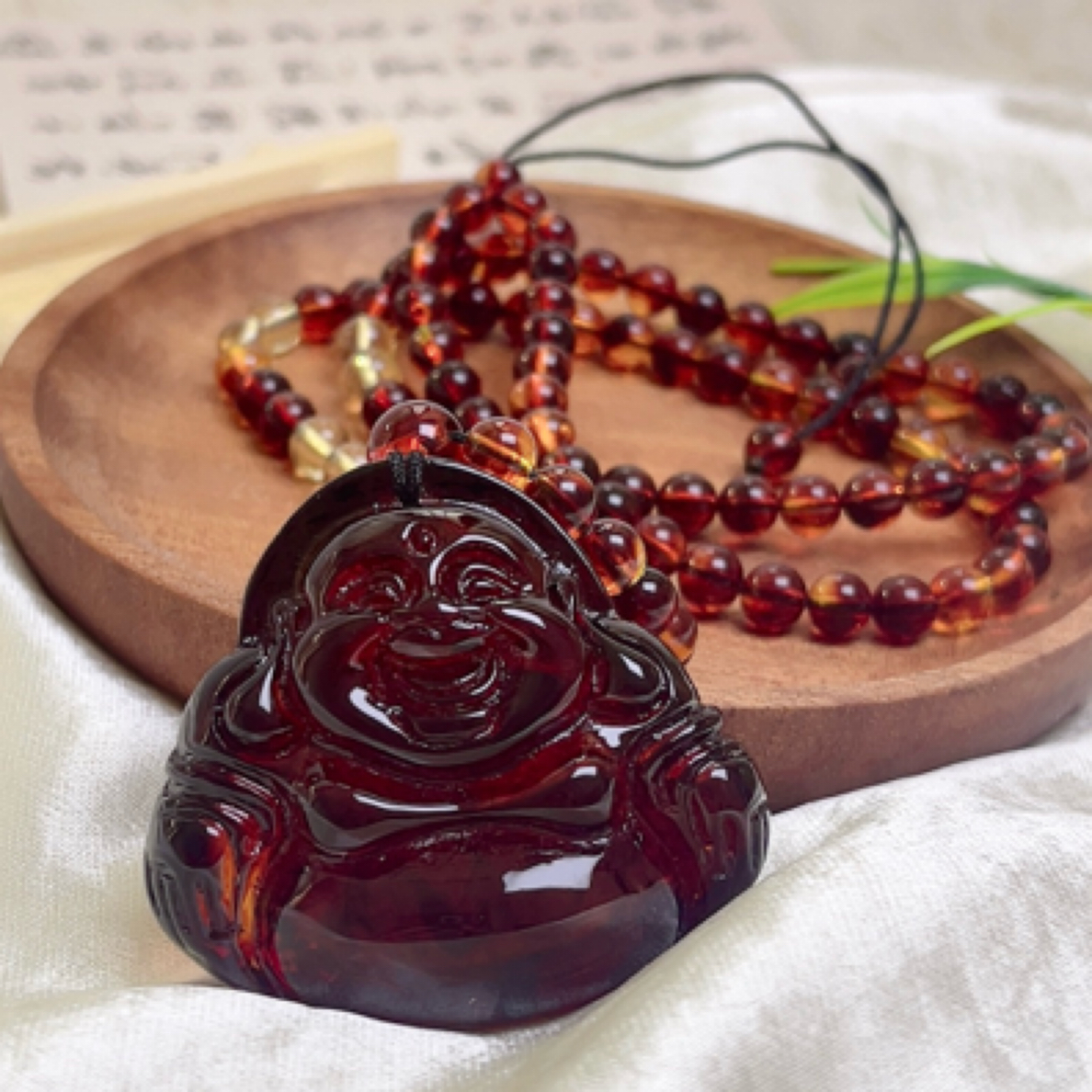 【正品保障】血药珀满血时尚精美紫杉醇DIY大肚佛项链