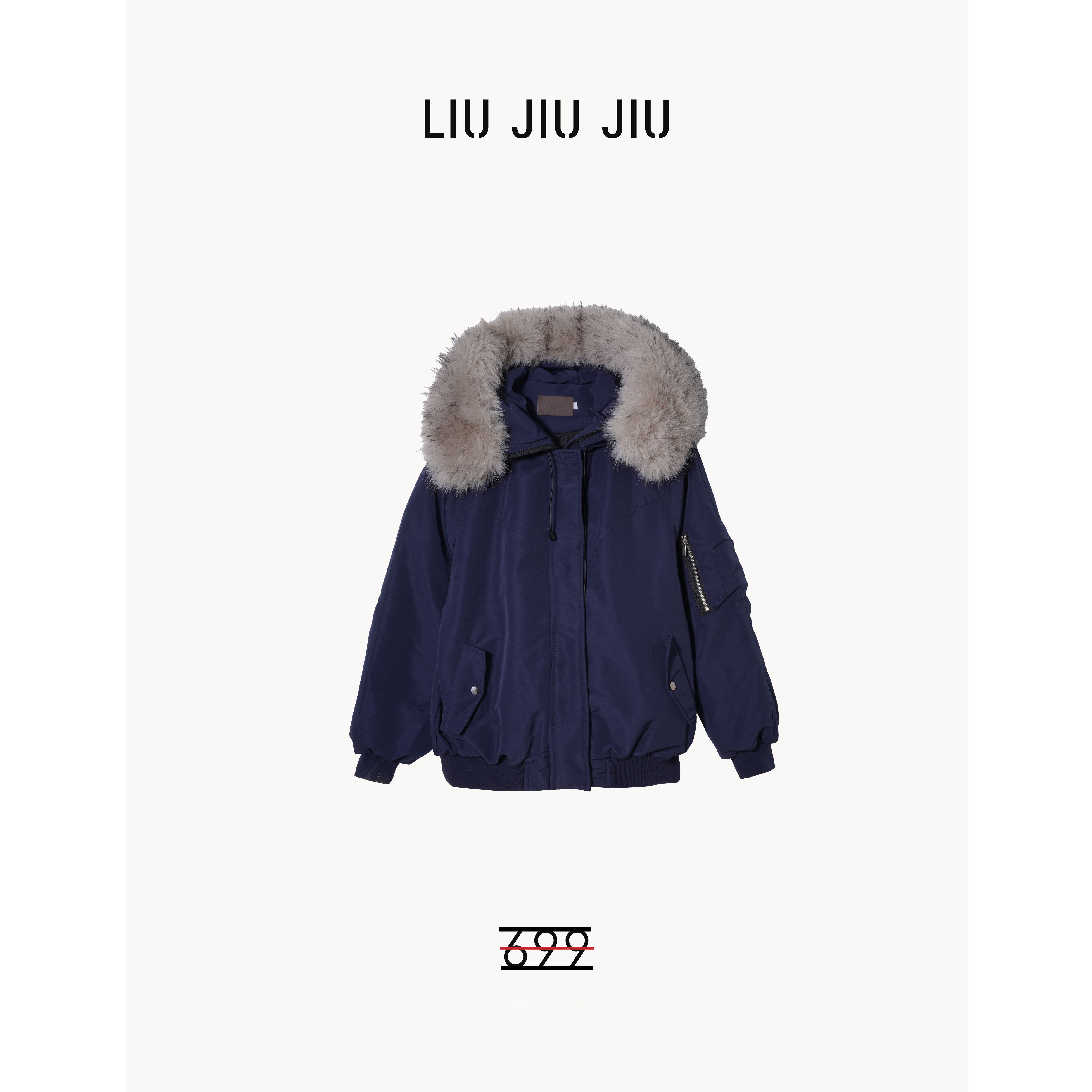 LIUJIUJIU 冬季加绒加厚工装派克服时尚设计师款羽绒外套YR5435L