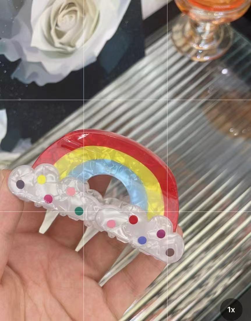 6月6日韩国<小彩虹>抓夹鲨鱼夹醋酸发饰发圈发卡