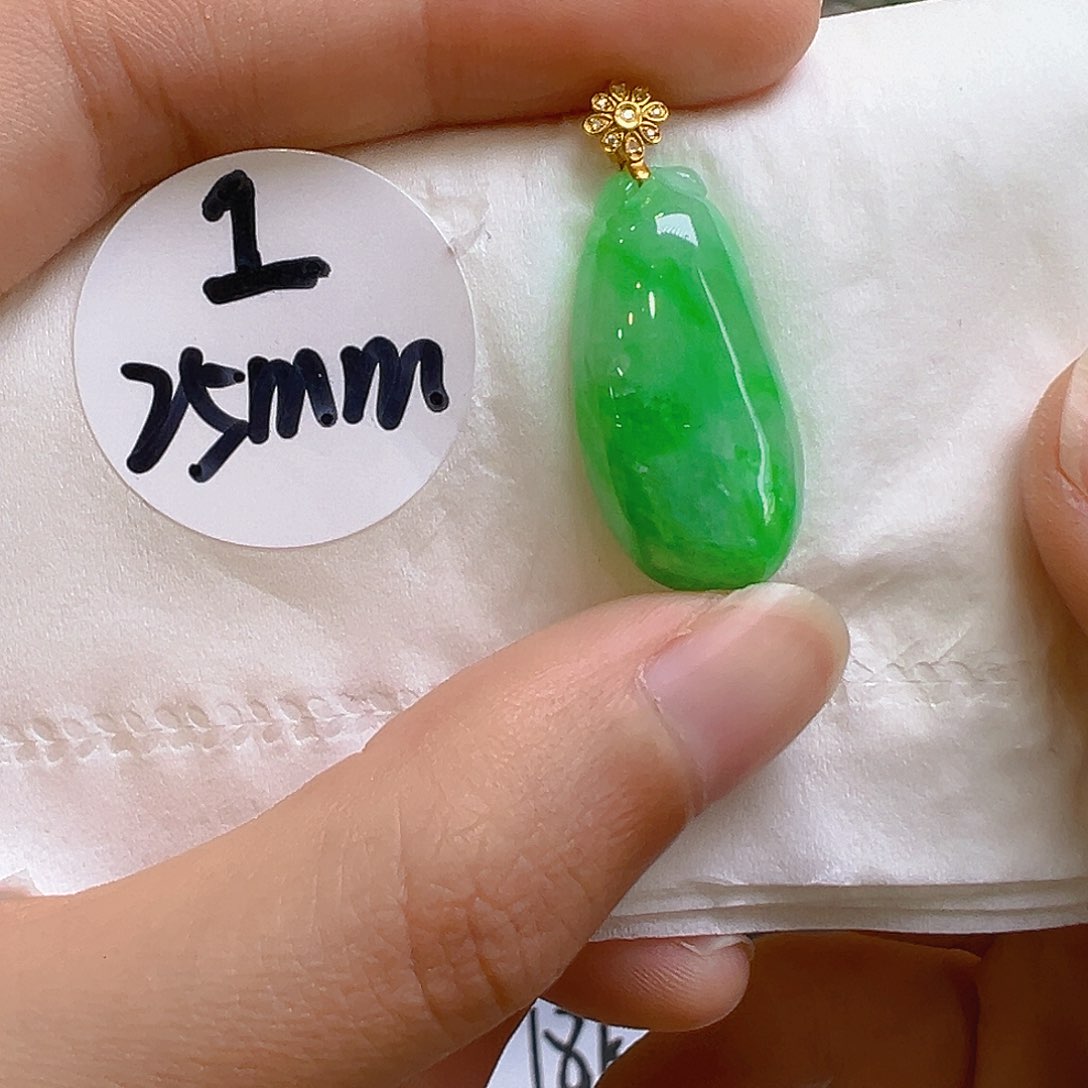 翡翠18K金镶嵌吊坠(不含链)翡翠