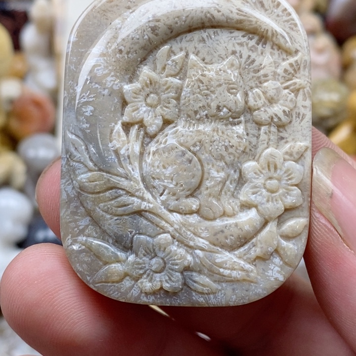 颈饰未镶嵌硅化珊瑚（珊瑚玉）