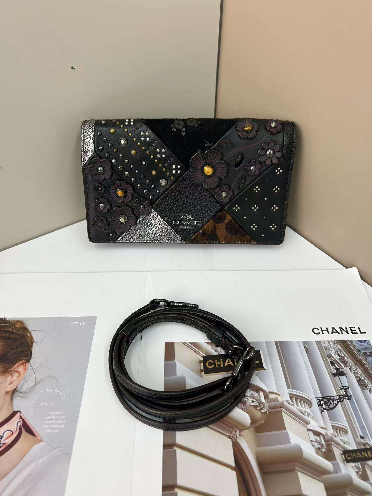 95新 COACH/蔻驰 山茶花拼色woc