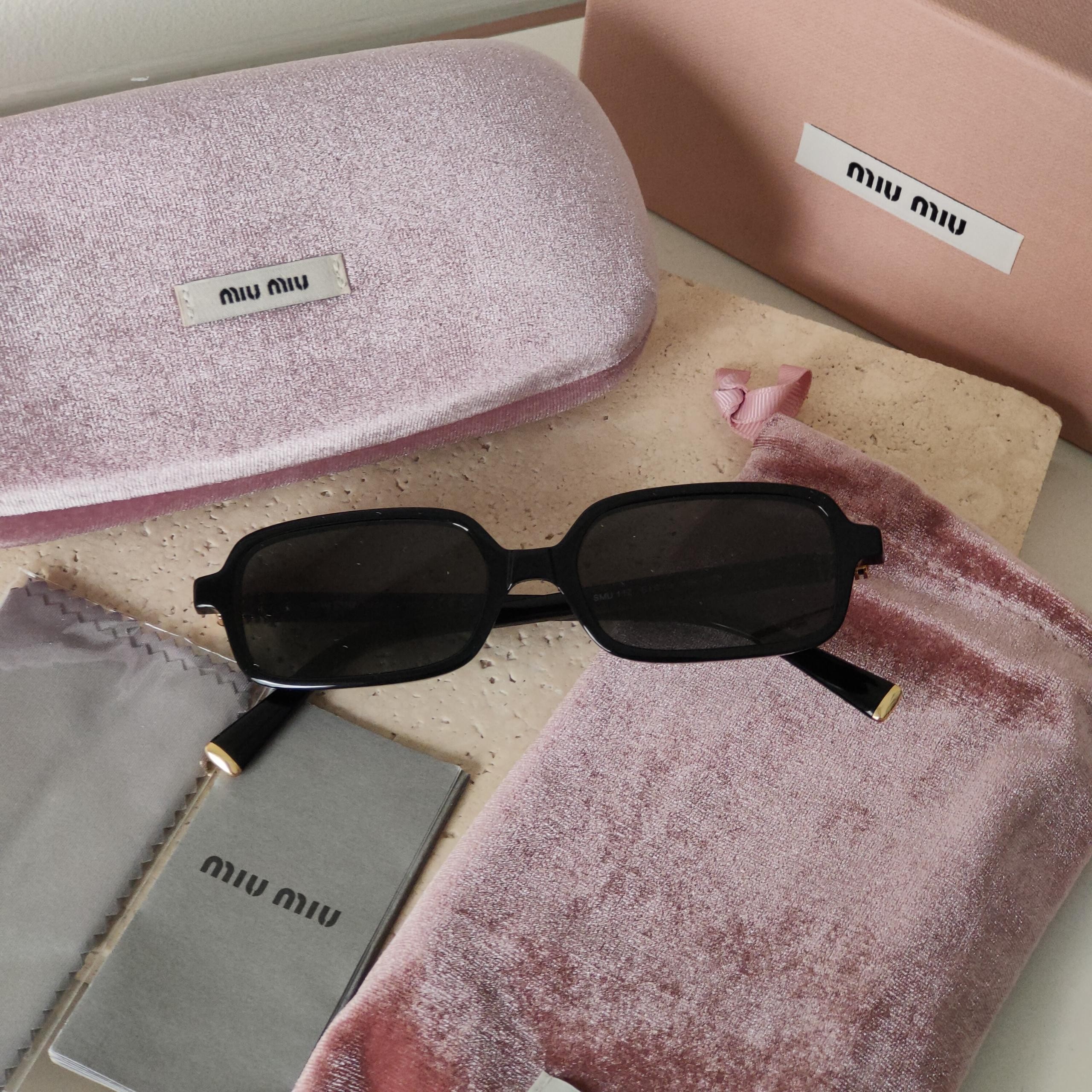 99新 MIU MIU/缪缪 AZUL-MIUMIU 黑金SMU11Z/51 窄框墨镜/39006  