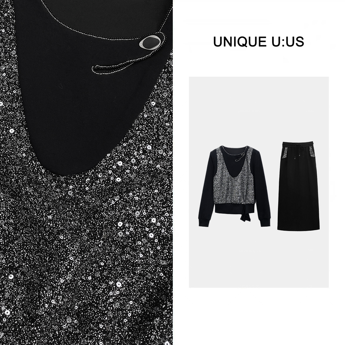 【玖秋】银星纪春季新品时尚精致休闲气质女装套装-250321曼