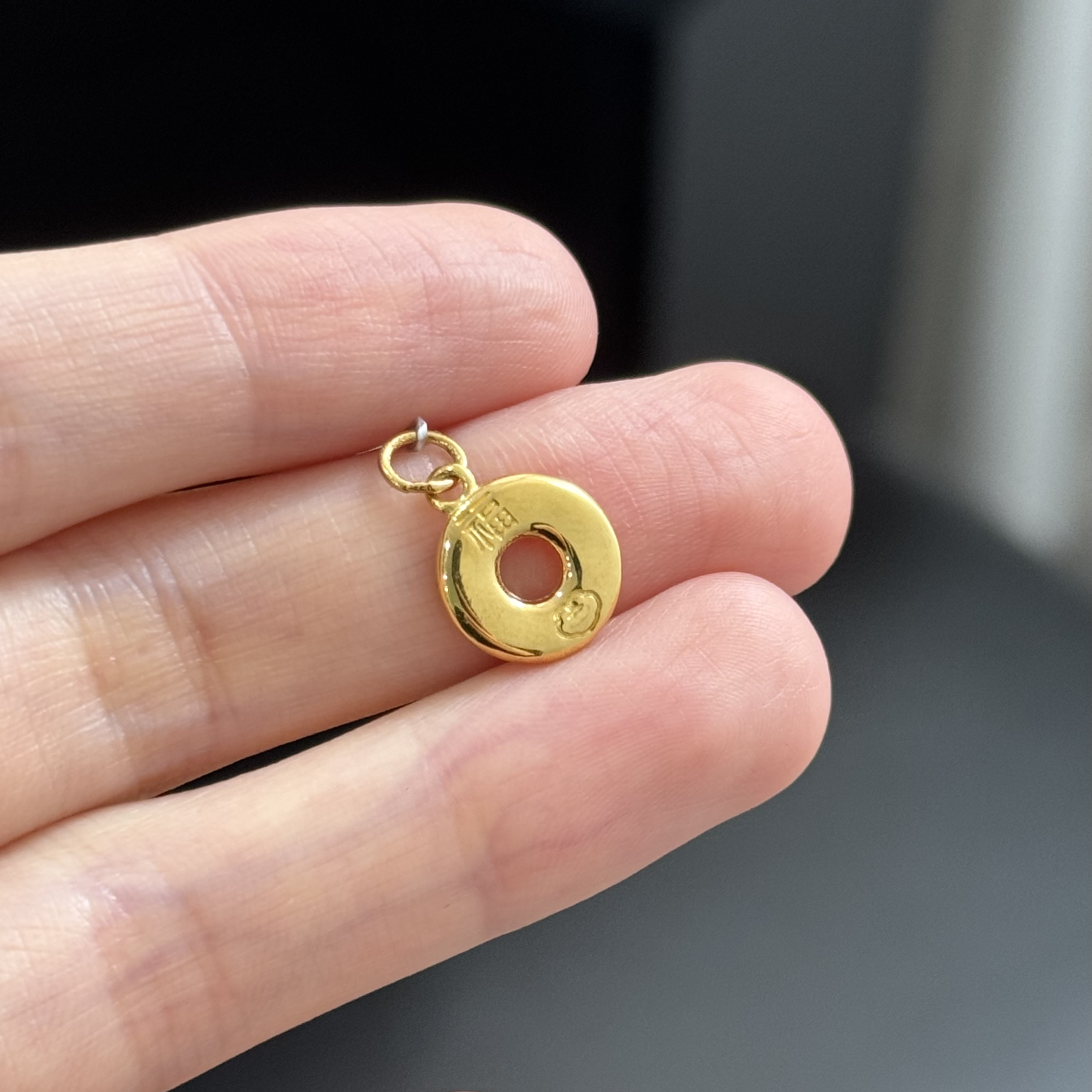 亮面福字平安扣吊坠 足金999