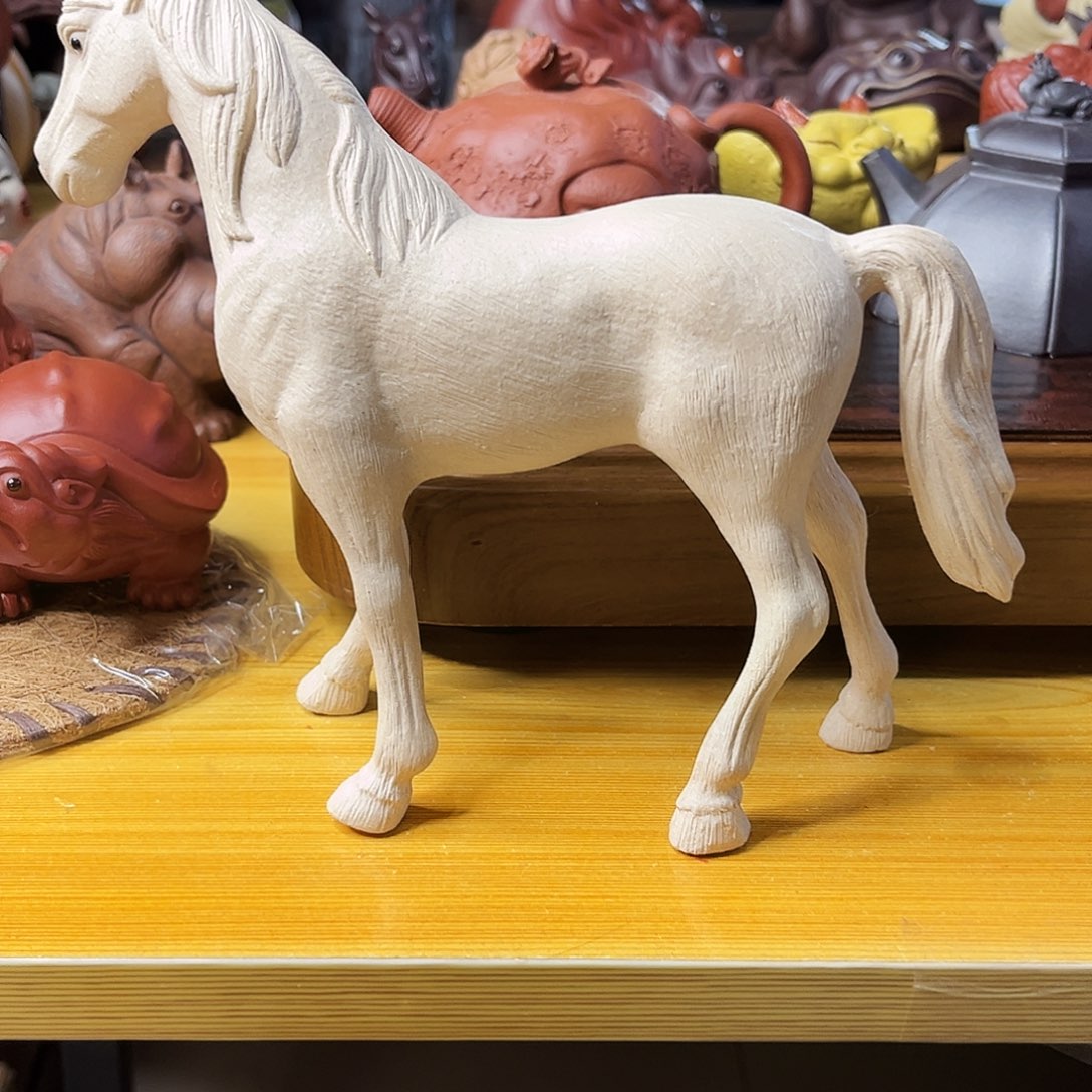 紫砂茶宠素****?白龙马小雕塑紫砂白玉段