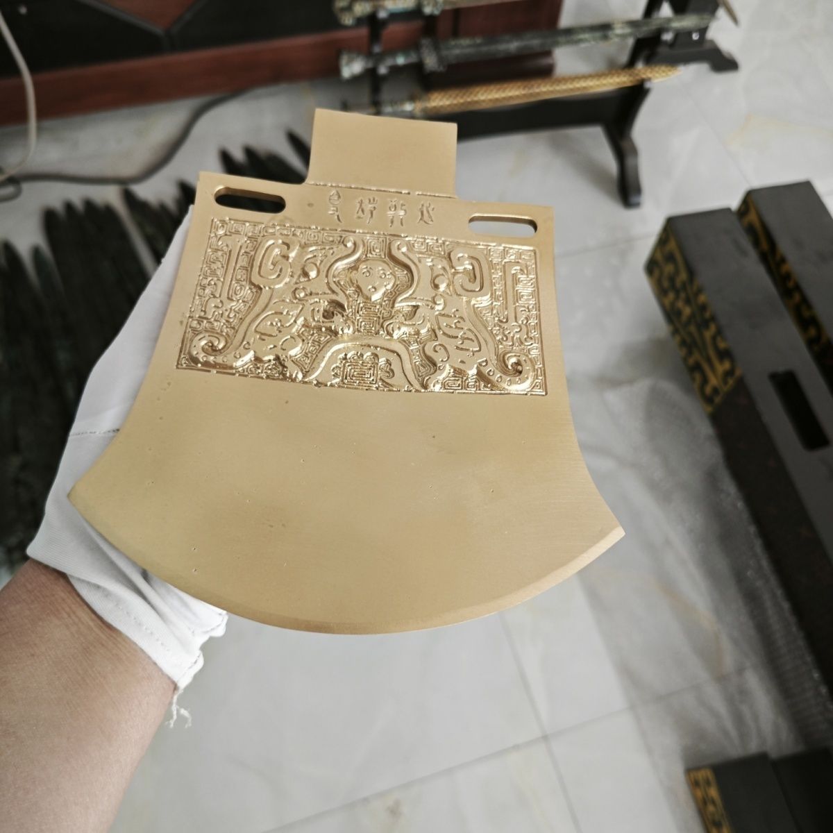 妇好钺商代青铜器兵器道具仿古摆件