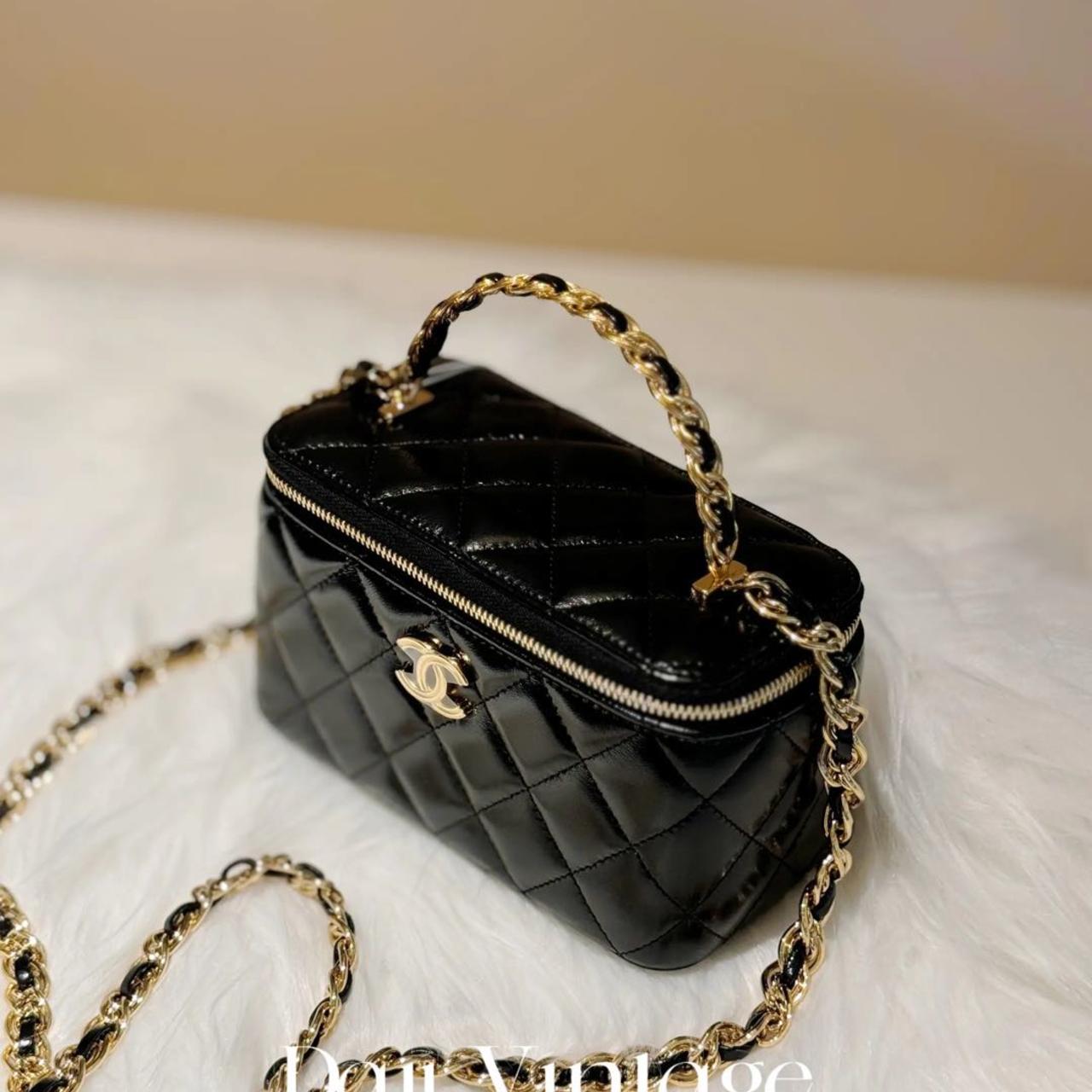 99新 Chanel/香奈儿 大吉中古/Chanel香奈儿黑金皮穿链手柄长盒子