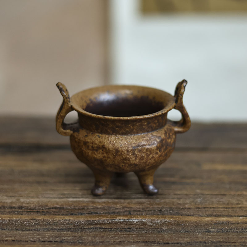 【宽窄】 酱釉双耳炉（灰念0041）