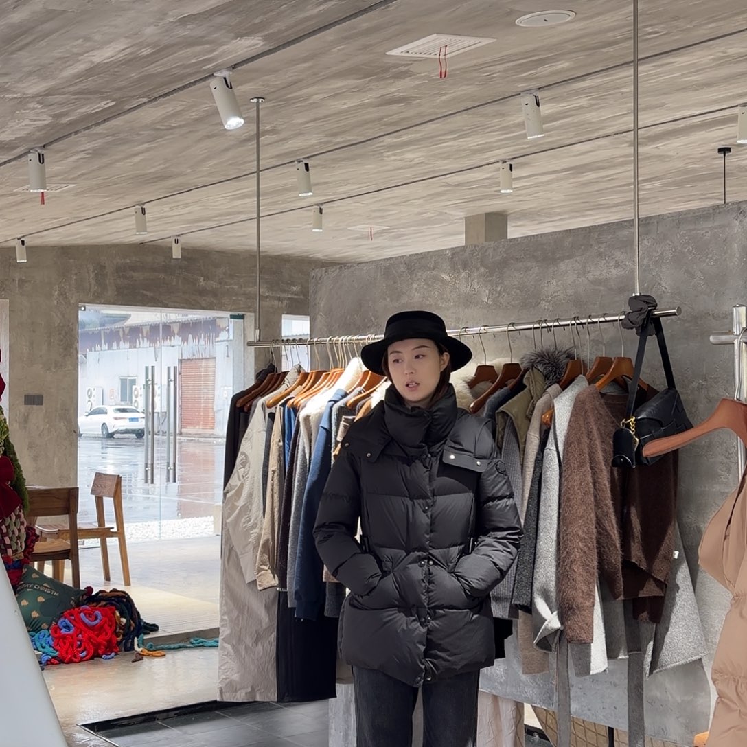 黑白咖带帽收腰款