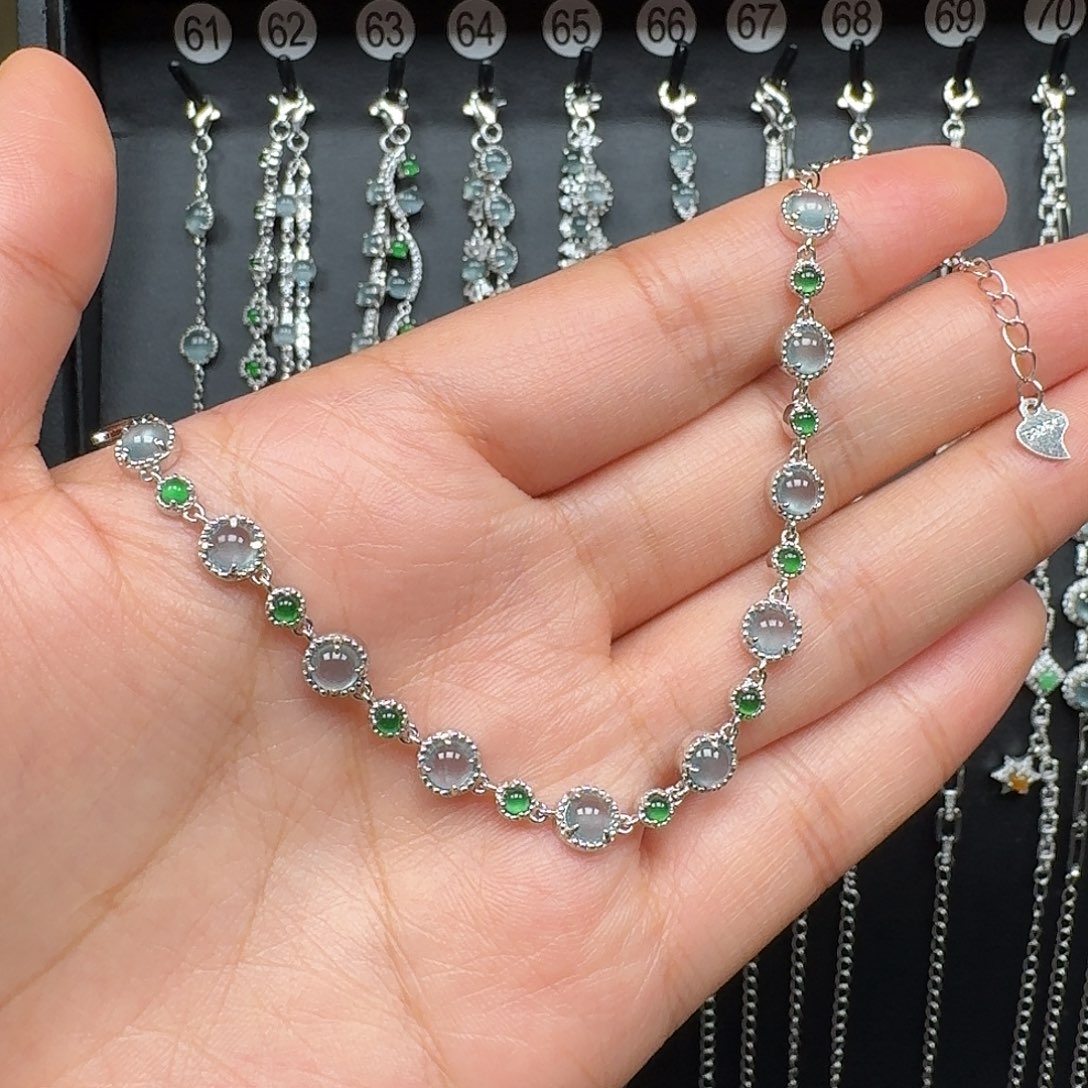 翡翠银S925镶嵌手链