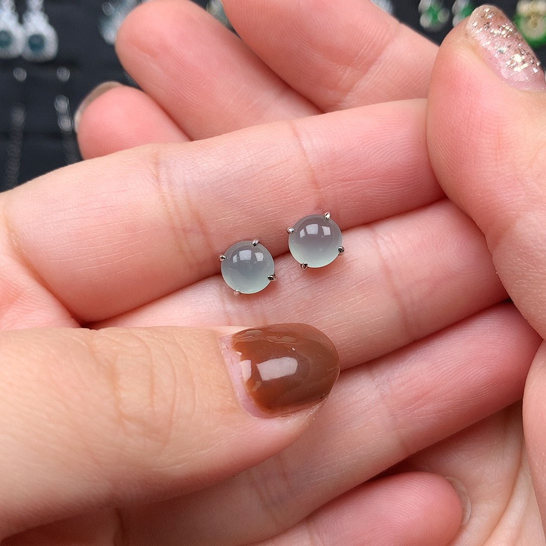 翡翠银S925镶嵌耳饰