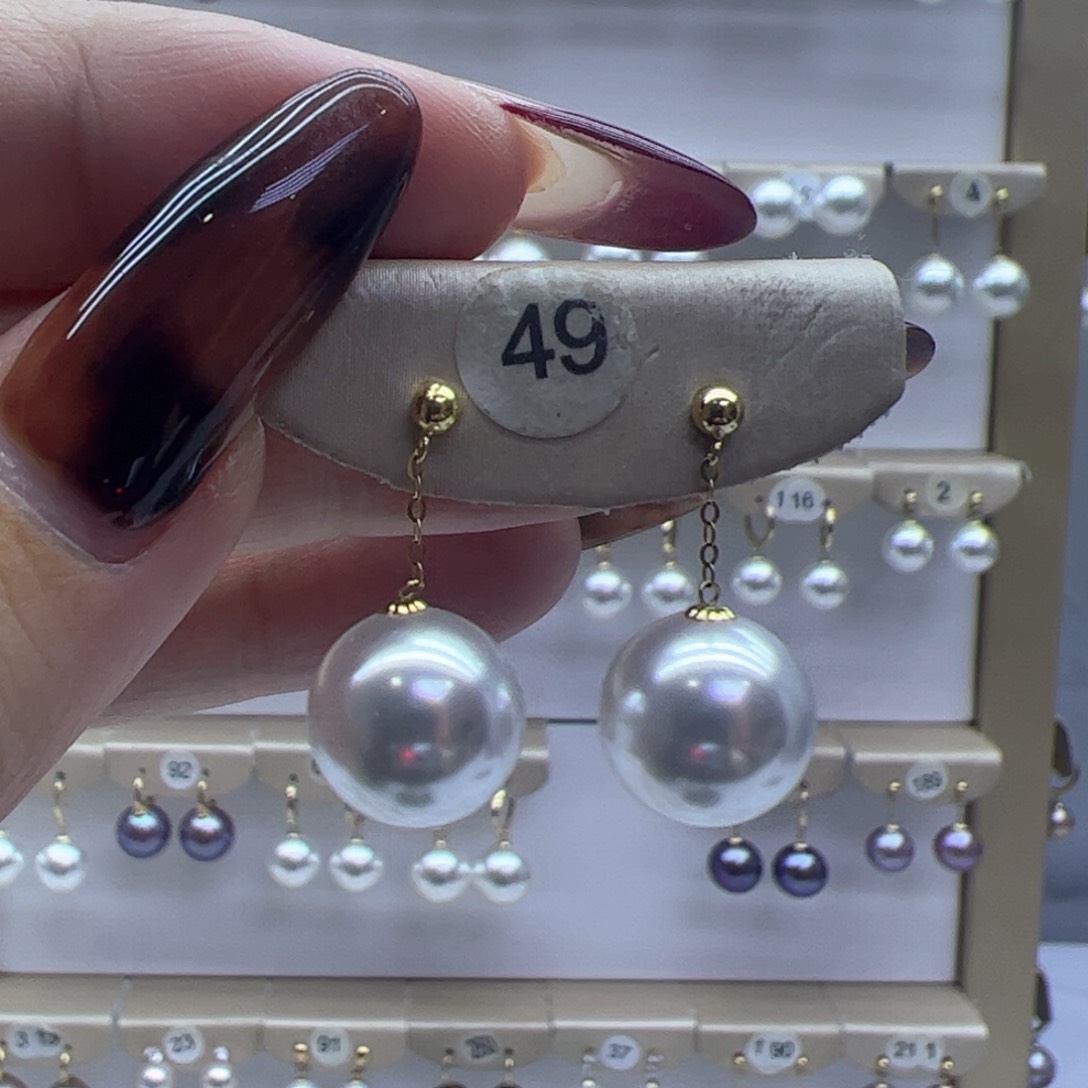 淡水珍珠耳饰18K金镶嵌