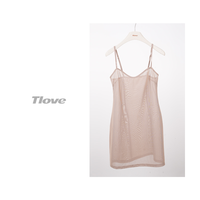 Z795吊带纯色夏季针织裙子夏季吊带裙女装连衣裙睡裙无领