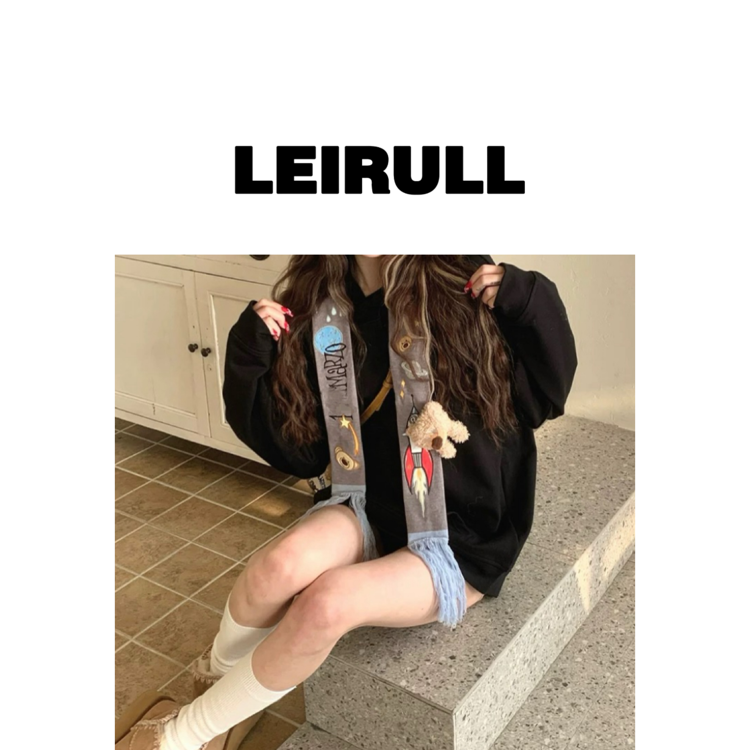 Bd公仔重工刺绣贴布绣印花围巾卫衣