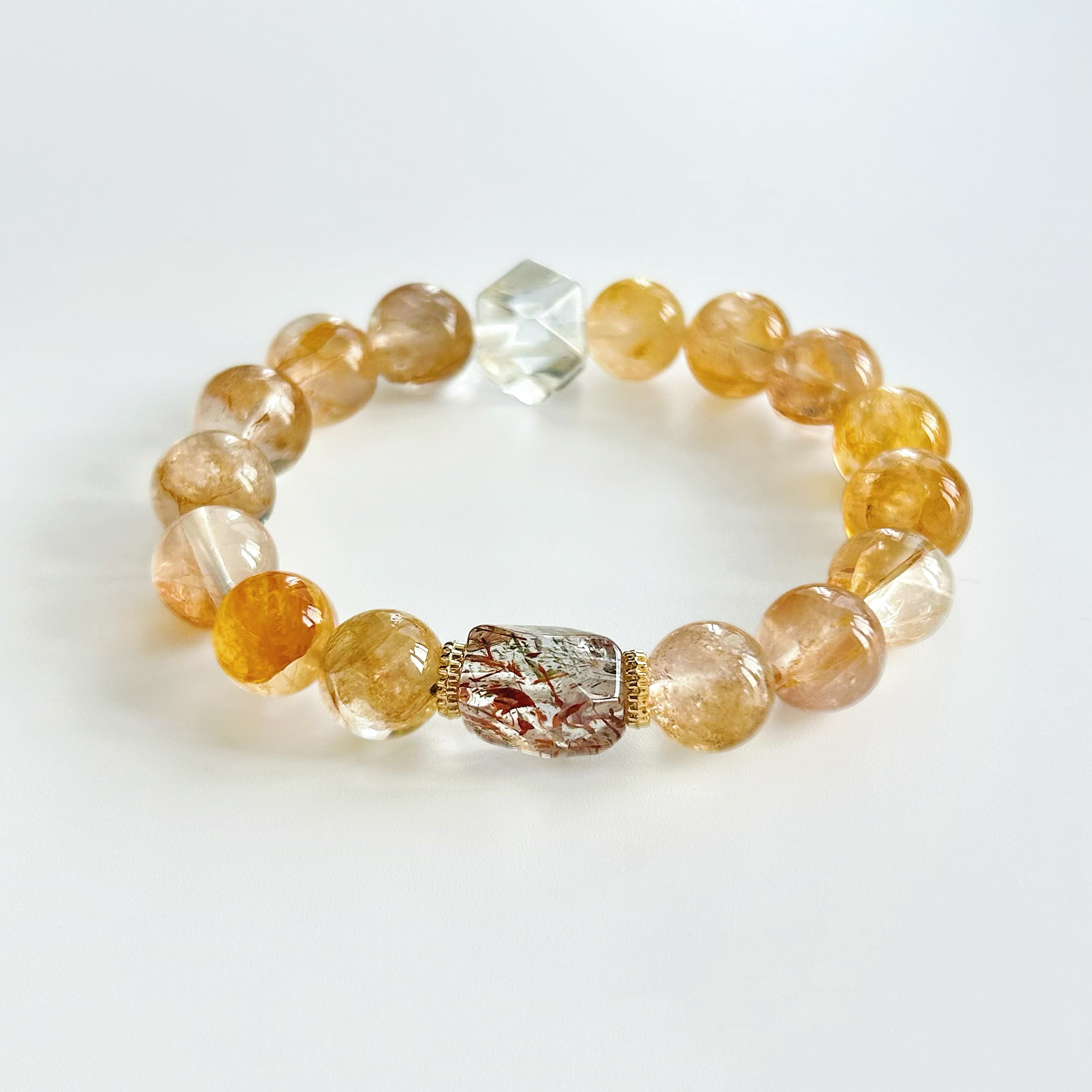 【徐艺洋同款】玖喜睿珠-黄胶花天然水晶手链多样性发一