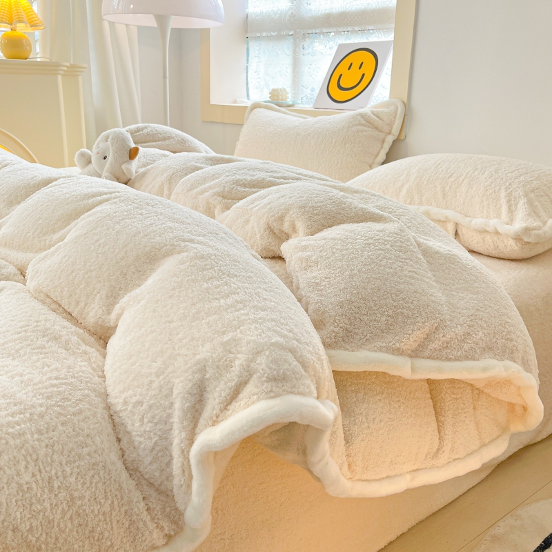 冬季ins加厚泰迪绒四件套奶乎乎防寒保暖轻奢高级感双面绒少女心4