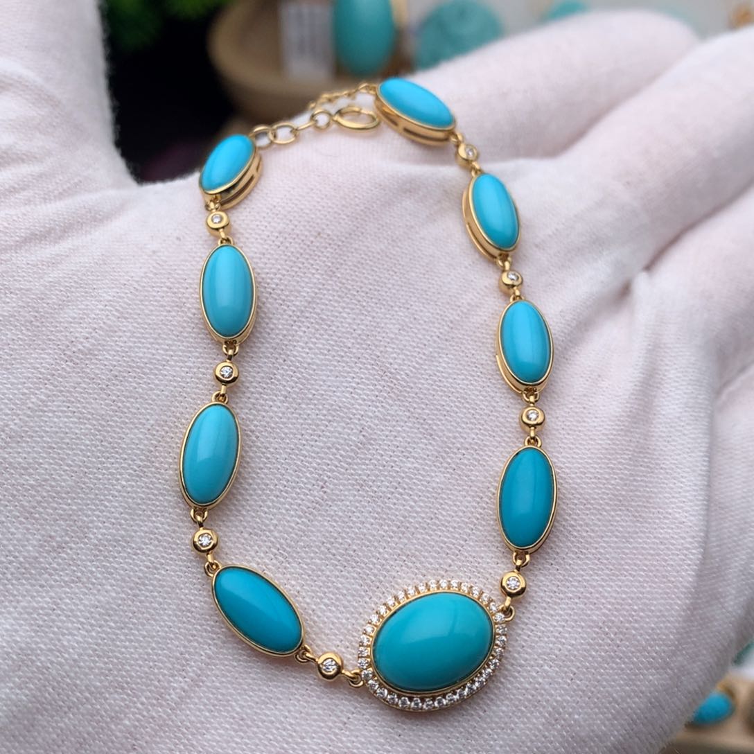 绿松石珠宝奇石18K金镶嵌陈*