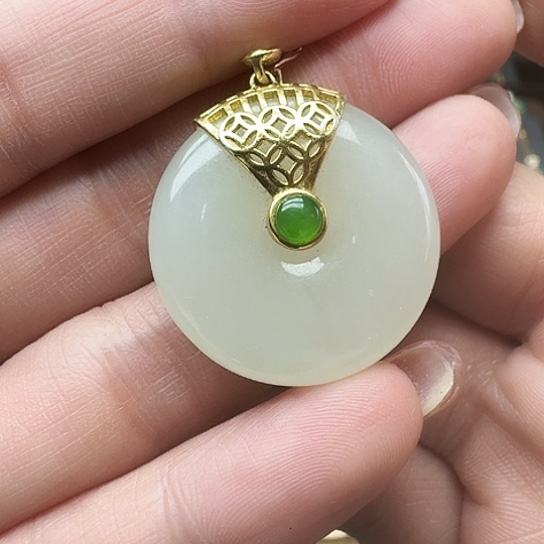 和田玉（青白玉）吊坠(赠链)银S925镶嵌