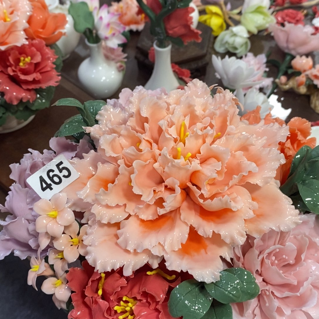 摆件陶瓷手工花摆件