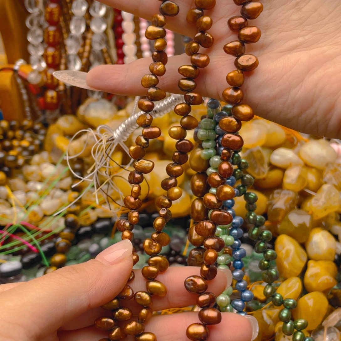 玛瑙/玉髓珠宝半成品未镶嵌珍珠一条