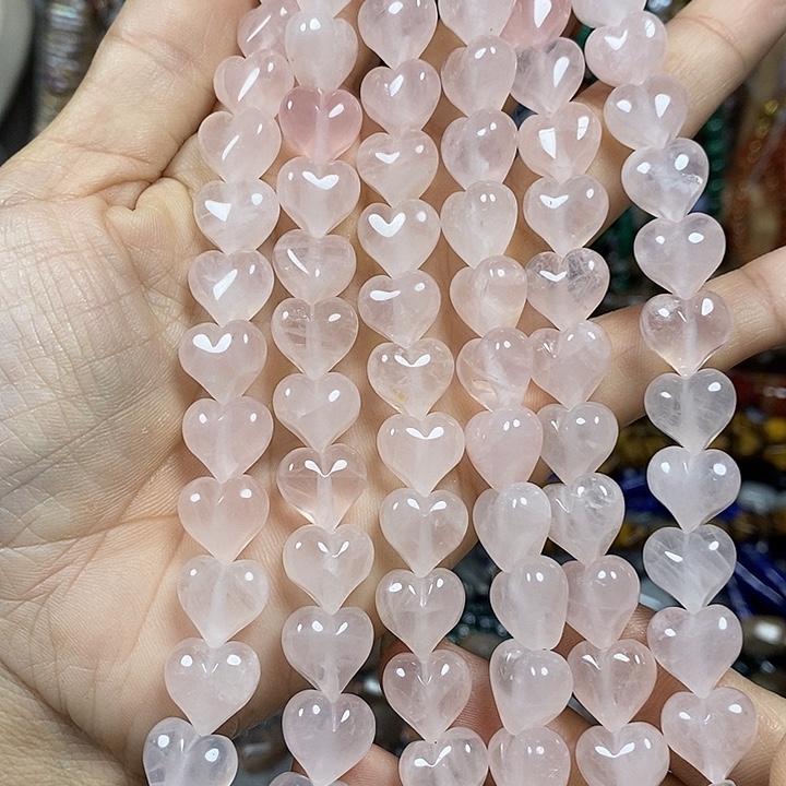 玛瑙/玉髓未镶嵌珠宝半成品天然粉晶屁桃卡12mm15颗