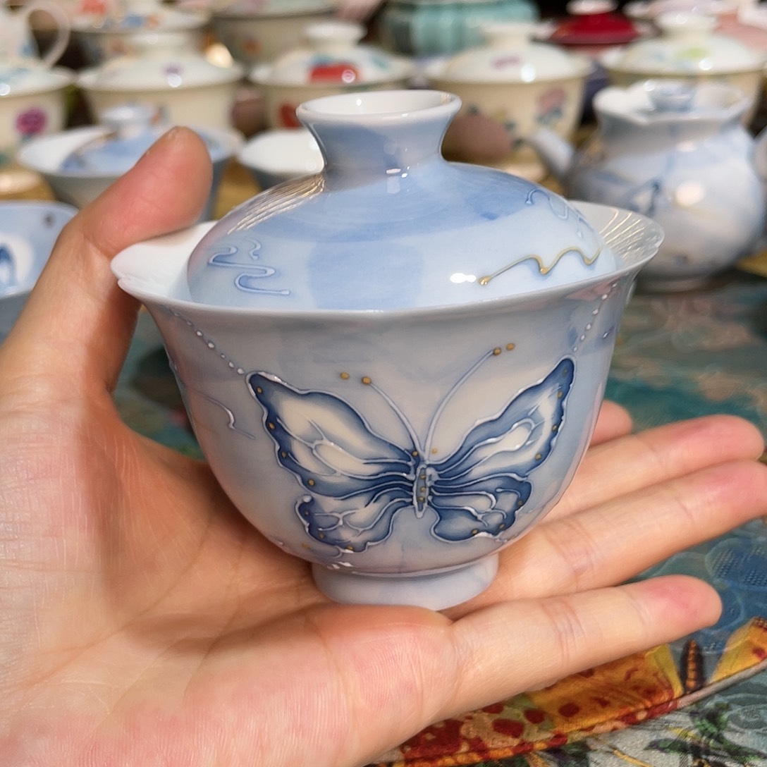【闪购商品】云纱幻蝶念露盖碗