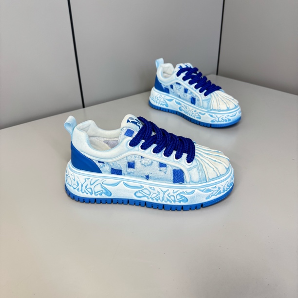 AA素面厚底复古增高低帮夏季胶粘时尚休闲鞋低跟做旧透气